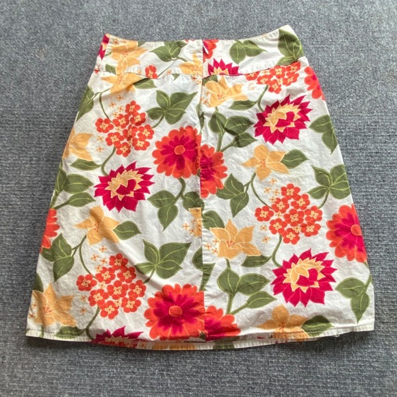 Casual Corner Annex Skirt Women 10 White Floral Preppy Business Office Spring - Picture 5 of 10